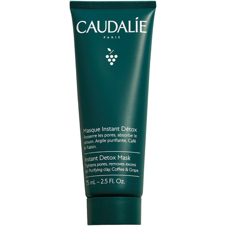 Caudalie Instant Detox Mask 75 ml ansiktsmask detox för poreminskning och oljekontroll i mörkgrön tub.