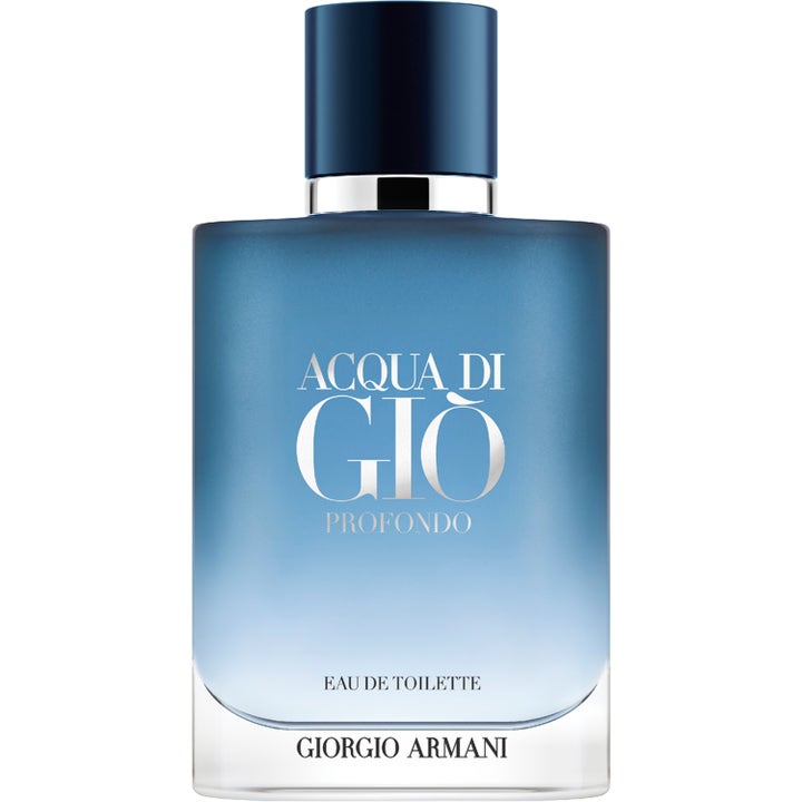 Armani Acqua di Giò Homme Profondo 100 ml aquatic parfym herr i blåtonad frostad glasflaska med mörkblått lock