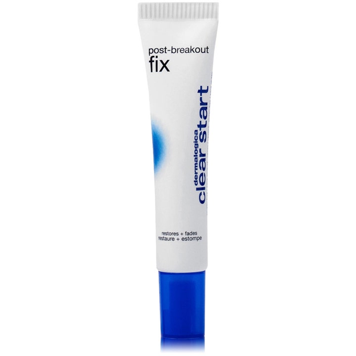 Dermalogica Clear Start Post-breakout Fix 15 ml ger fläckblekning i en vit tub med blått lock och blå grafik