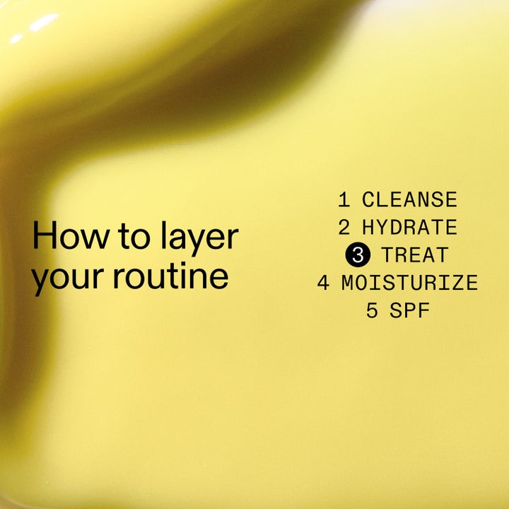 The INKEY List Advanced Retinal Serum 15 ml gult serum med guide för hudvårdsrutin där steg 3 TREAT markeras.