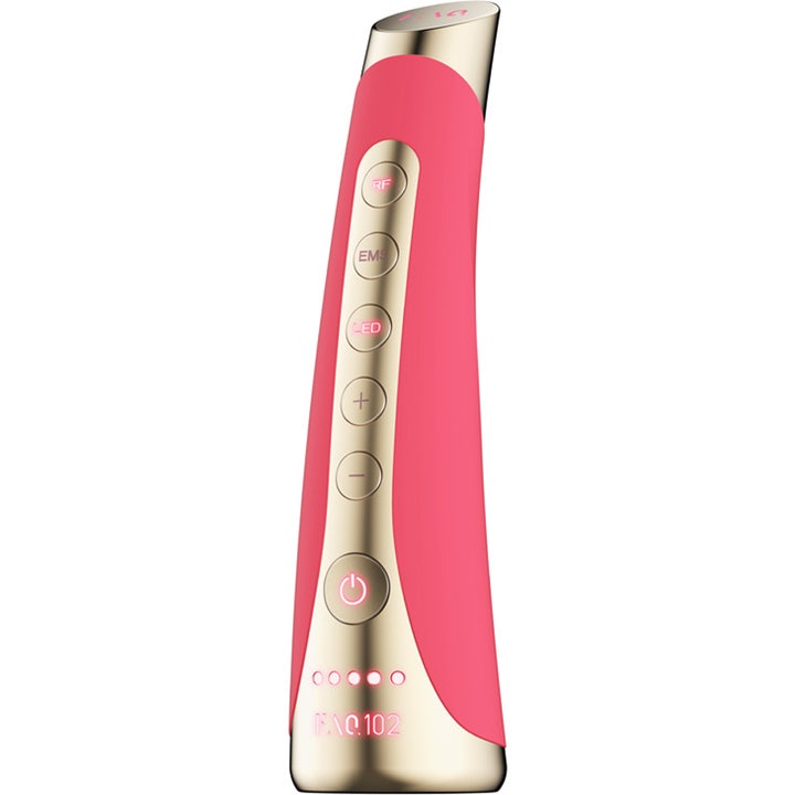 FAQ Swiss FAQ 102 LED-Pulse Facial Device Pink Ruby 1 st ansiktsapparat för fasthet i rosa och guld med RF och LED knappar