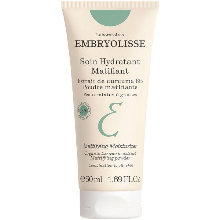 Embryolisse Soin Hydratant Matifiant 50 ml matifierande kräm med curcuma i beige tub för ansiktskräm kombination hy