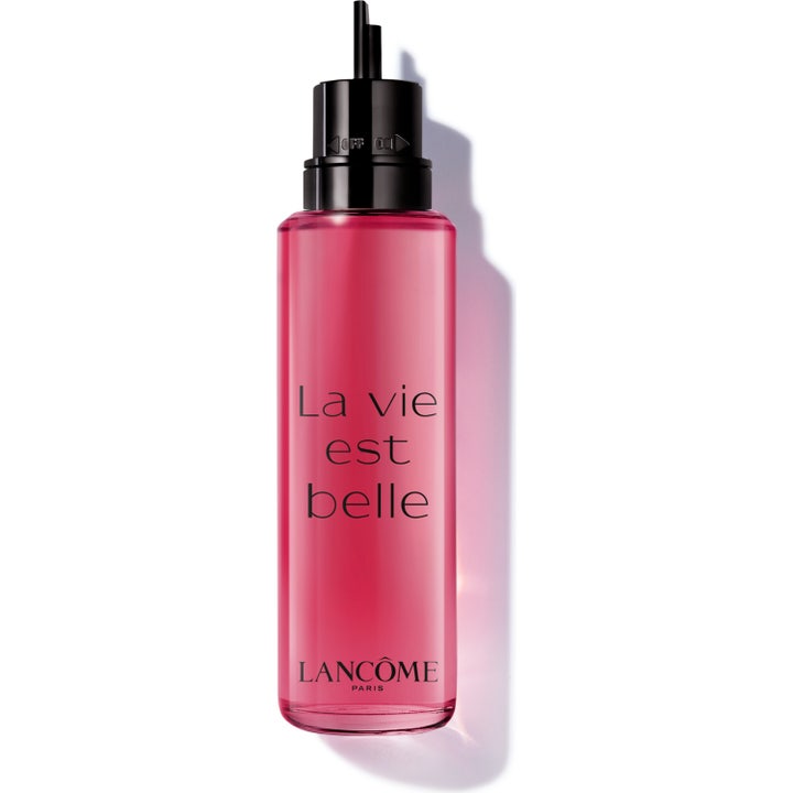 Lancôme La Vie Est Belle L'ELIXIR 100 ml eau de parfum refill i cylindrisk flaska med rosa vätska och svart munstycke