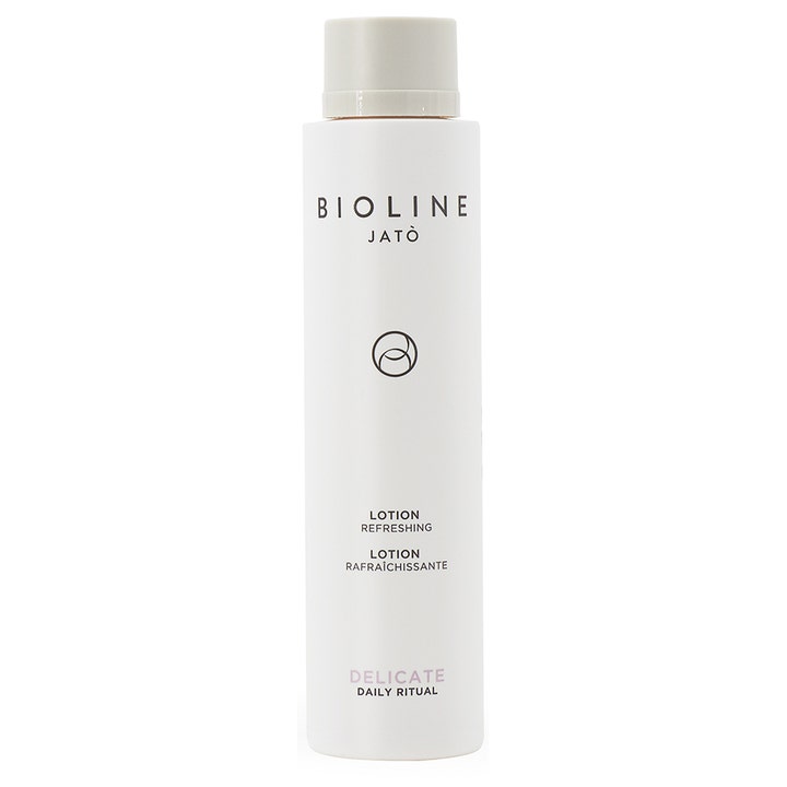 Bioline Jatò Daily Ritual Refreshing Lotion 200 ml fuktgivande ansiktsvatten skonsam i slank vit flaska med beige lock
