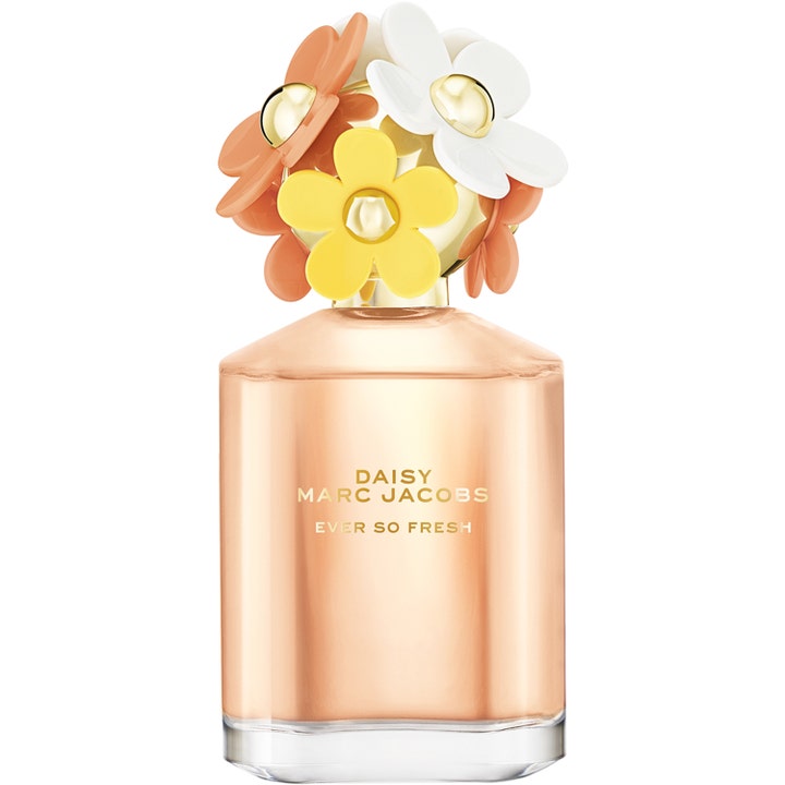 Marc Jacobs Daisy Ever So Fresh 125ml Eau de Parfum som ger fräschör i glasflaska med persikofärgad vätska och blommor
