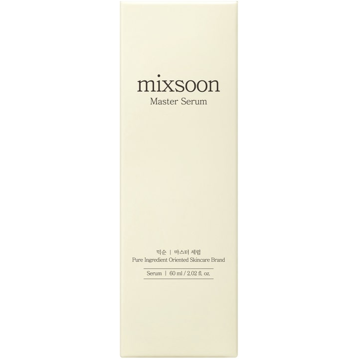 Mixsoon Master Serum 60 ml ansiktsserum som ger lyster i en minimalistisk ljusbeige ytterförpackning av papp