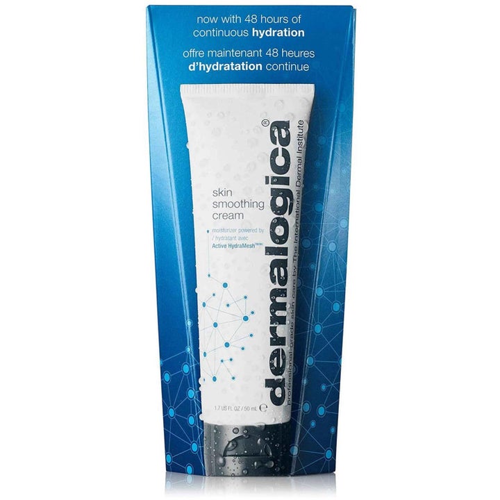 Dermalogica Skin Smoothing Cream 50 ml återfuktande ansiktskräm i vit tub mot blå mönstrad förpackning