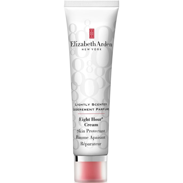 Elizabeth Arden Eight Hour Cream beskyddande återfuktande ansiktskräm allround i vit tub med grå åttor och röd kork.