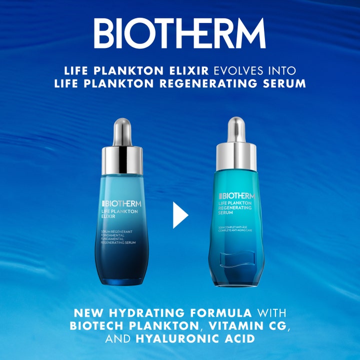 Biotherm Life Plankton Regenerating Serum 30 ml återfuktande anti-aging serum i blå glasflaskor med silverpipett