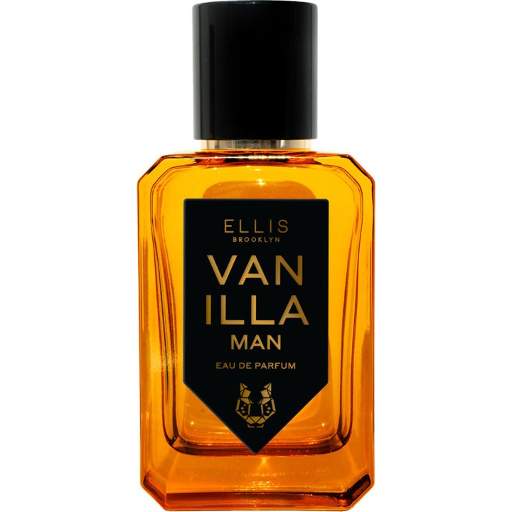 Ellis Brooklyn Vanilla Man 50 ml eau de parfum i bärnstensfärgad glasflaska med svart lock och etikett