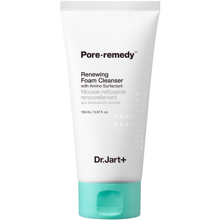 Dr.Jart+ Pore-remedy Renewing Foam Cleanser 150 ml koreansk skumrengöring för porrensning i vit tub med mintgrönt lock