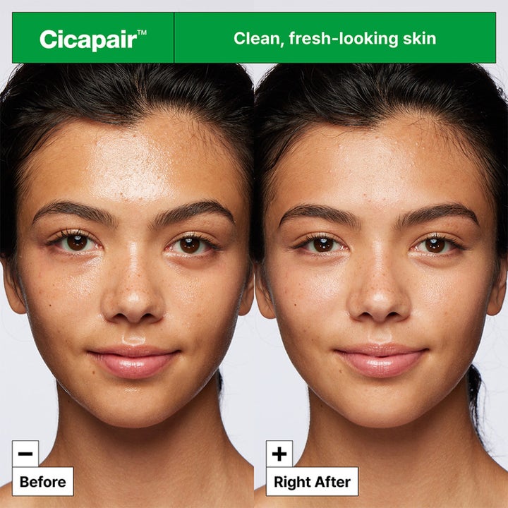 Dr.Jart+ Cicapair Gentle Cleansing Foam 150 ml mild ansiktsrengöring ger ren hy i en före och efter jämförelse