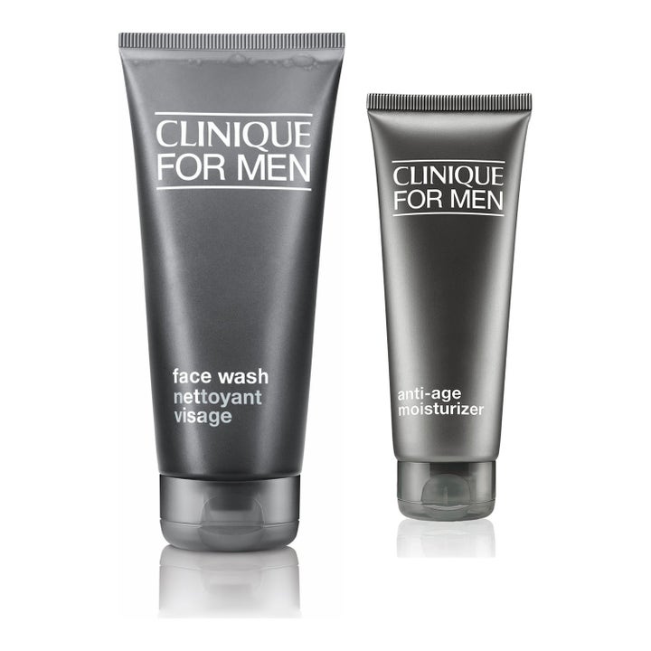 Clinique Rakkomfort 300 ml clinique for men set motverkar rakirritation i två mörkgrå tuber med vit text
