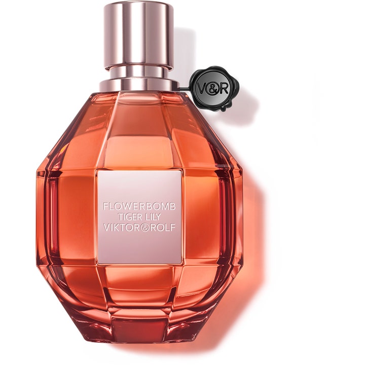Viktor & Rolf Flowerbomb Tiger Lily 100ml eau de parfum i orange slipad glasflaska med glänsande lock i roséguld