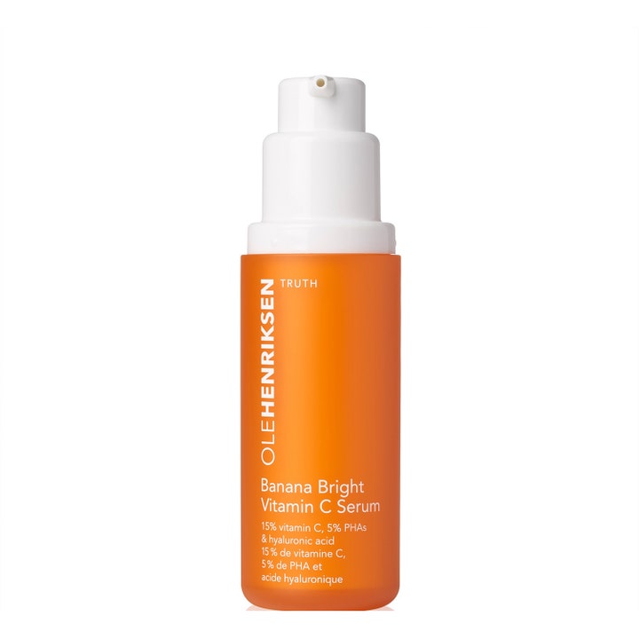 Olehenriksen Banana Bright Vitamin C Serum 30ml lystergivande c vitamin serum 15 procent i orange frostad flaska med vit pump.
