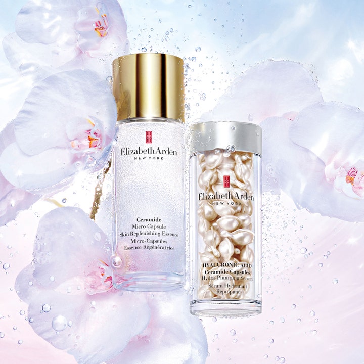 Elizabeth Arden Ceramide Micro Capsule Essence 90 ml återfuktande ceramider elizabeth arden bland vita orkidéer.