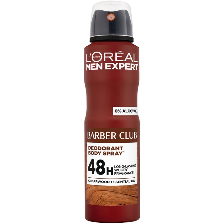 L'Oréal Men Expert Barber Club Deodorant 150ml alkoholfri deospray herr med cederträolja i brun flaska med trädetalj