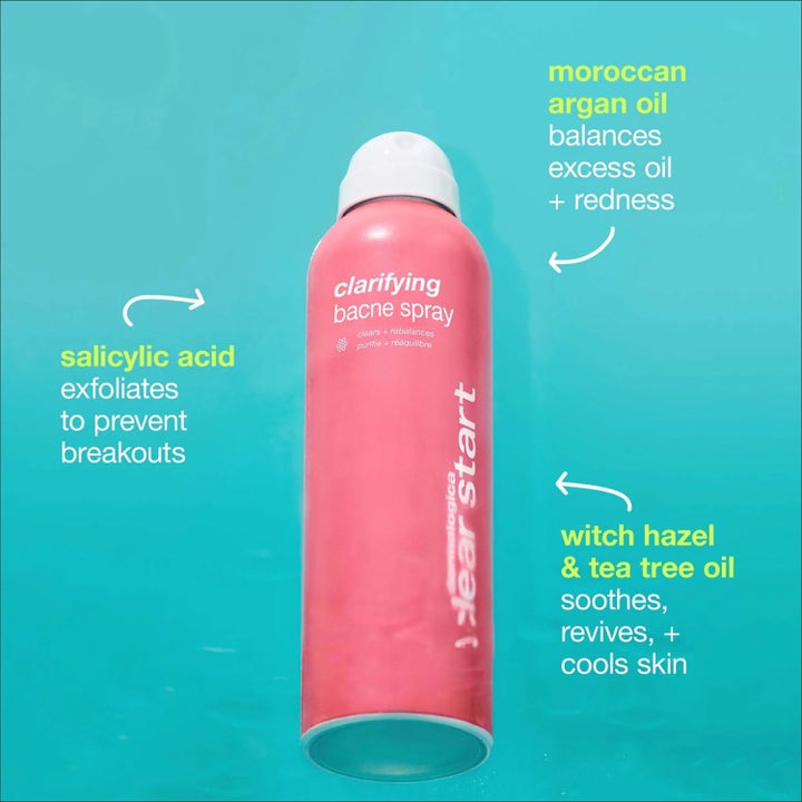 Dermalogica Clarifying Body Spray Duo rosa sprayflaska med salicylsyra och tea tree som exfolierar och lugnar huden