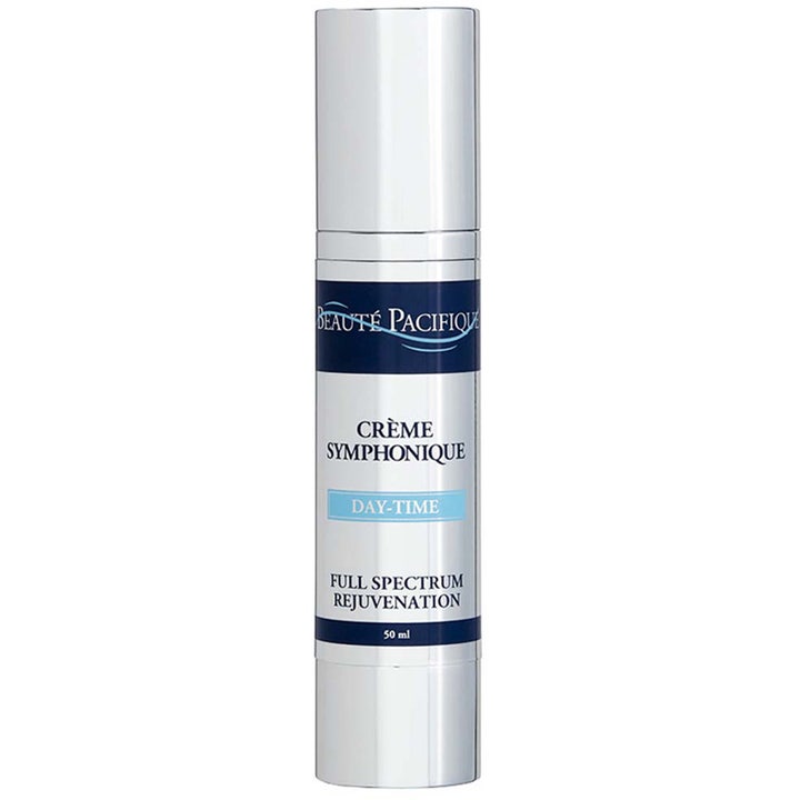 Beauté Pacifique Crème Symphonique Day-Time 50 ml anti-aging dagkräm för mogen hud i en silverfärgad pumpflaska.