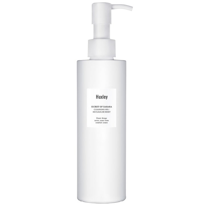 Huxley Secret of Sahara Cleansing Gel 200ml daglig återfuktande rengöring i vit minimalistisk plastflaska med pump