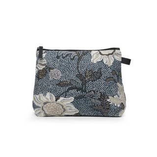 Ceannis Cosmetic Medium Denim Blue Flower Linen