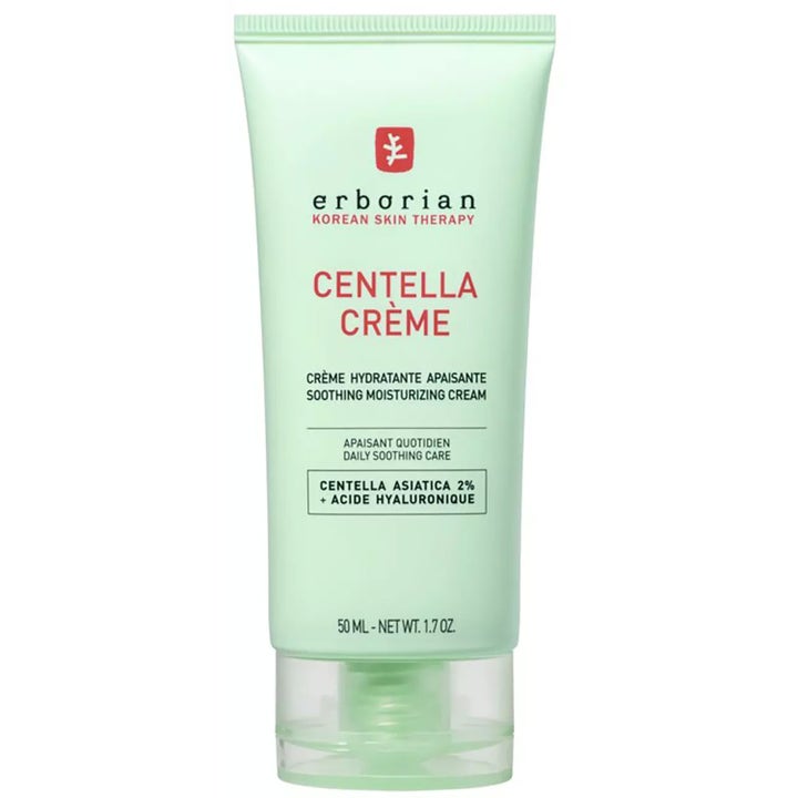Erborian Centella Crème 50 ml lugnande ansiktskräm med hyaluronsyra i ljusgrön tub med transparent lock