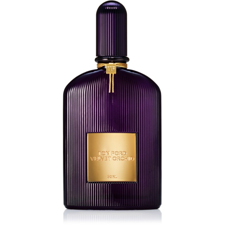 Tom Ford Velvet Orchid Eau de Parfum 50 ml blommig parfym i lila räfflad glasflaska med guldetikett