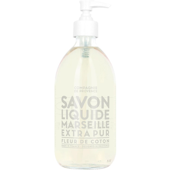 Compagnie de Provence Savon de Marseille 500ml lyxig handtvål från Frankrike med doft av bomullsblomma i klar flaska