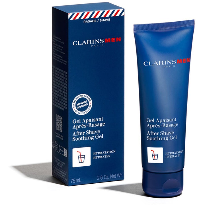 Clarins Men After Shave Soothing Gel 75 ml lugnande after shave gel i blå tub och ask som återfuktar huden