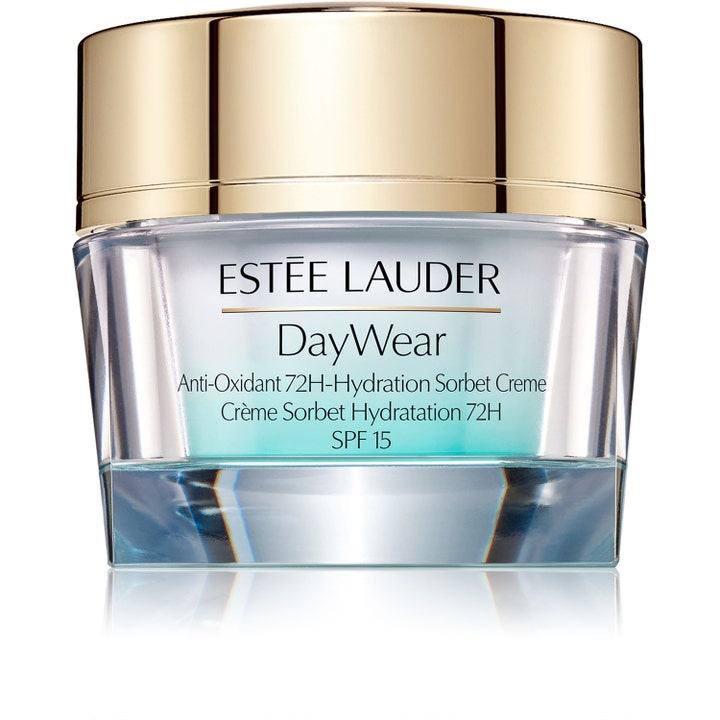 Estée Lauder DayWear Sorbet Creme återfuktande anti-aging dagkräm med solskydd i glasburk med lyxigt guldfärgat lock
