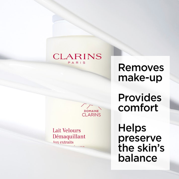 Clarins Velvet Cleansing Milk 200 ml fuktgivande mild rengöring med krämig vit textur som ger komfort