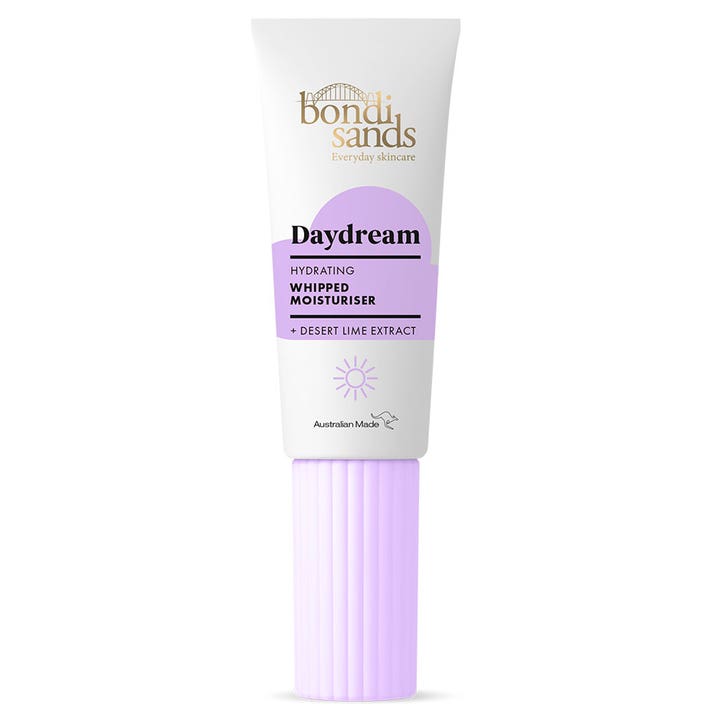 Bondi Sands Daydream 50ml luftig återfuktande dagkräm i en vit tub med lila detaljer och en matchande räfflad kork.