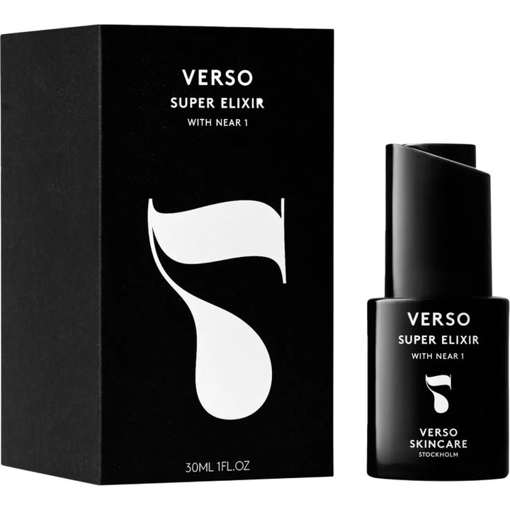 Verso N°7 Super Elixir With NEAR 1 30 ml lystergivande ansiktsolja i svart flaska och matchande ytterförpackning