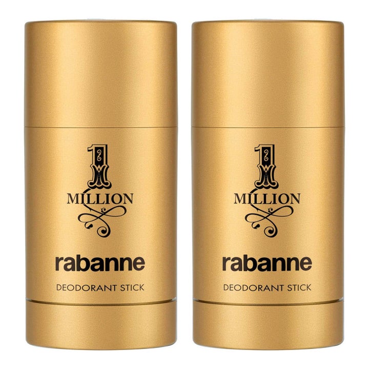 Rabanne 1 Million Deostick duo som ger fräschör i två guldfärgade hylsor med svart text