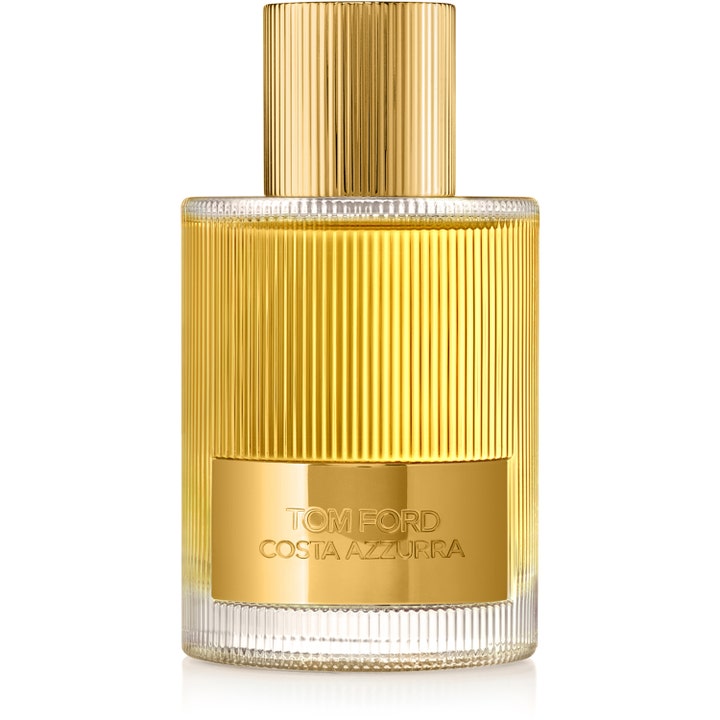 Tom Ford Costa Azzurra 100 ml tom ford eau de parfum i en räfflad guldfärgad glasflaska med guldlock