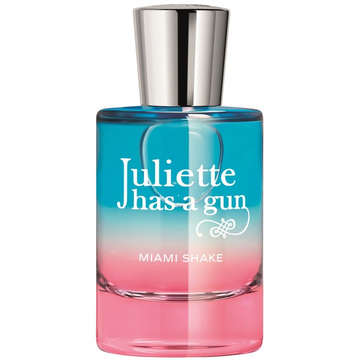 Juliette has a gun Miami Shake 50ml edp parfym i en rund glasflaska med blå till rosa toning och silverkork