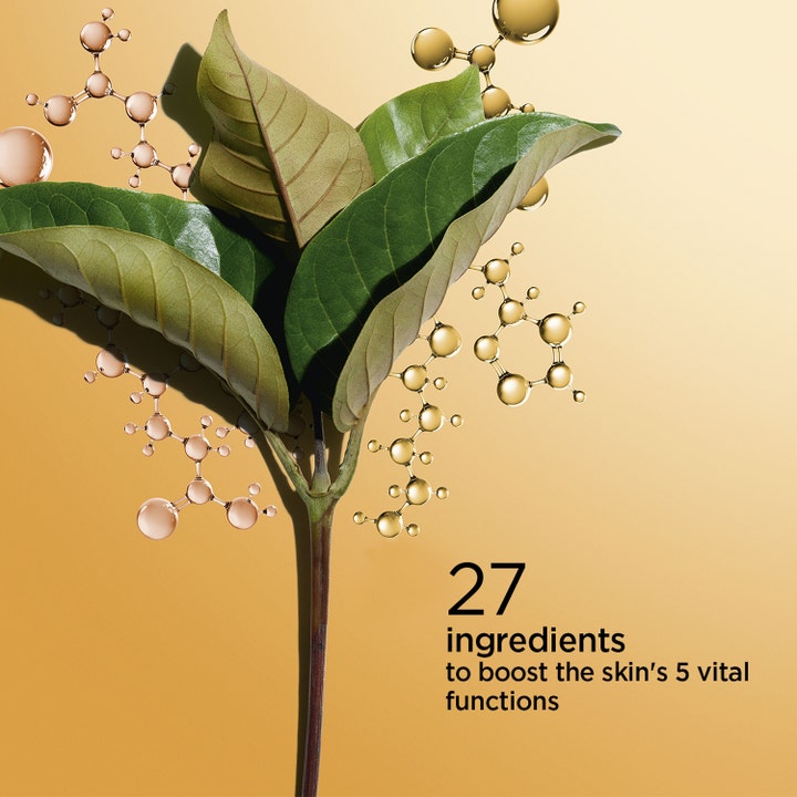 Clarins Double Serum 50 ml föryngrande ansiktsserum med gröna blad och molekyler för naturlig föryngring