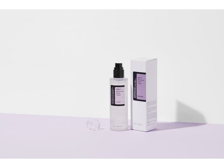 COSRX AHA 7 Whitehead Power Liquid 100 ml aha exfoliering ansiktsvatten i frostad pumpflaska med vit ytterkartong