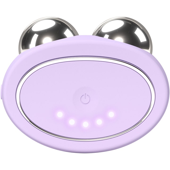 FOREO BEAR 2 Lavender 1 st mikroström för ansiktslyft i lila silikon med två runda silvriga metallkulor.