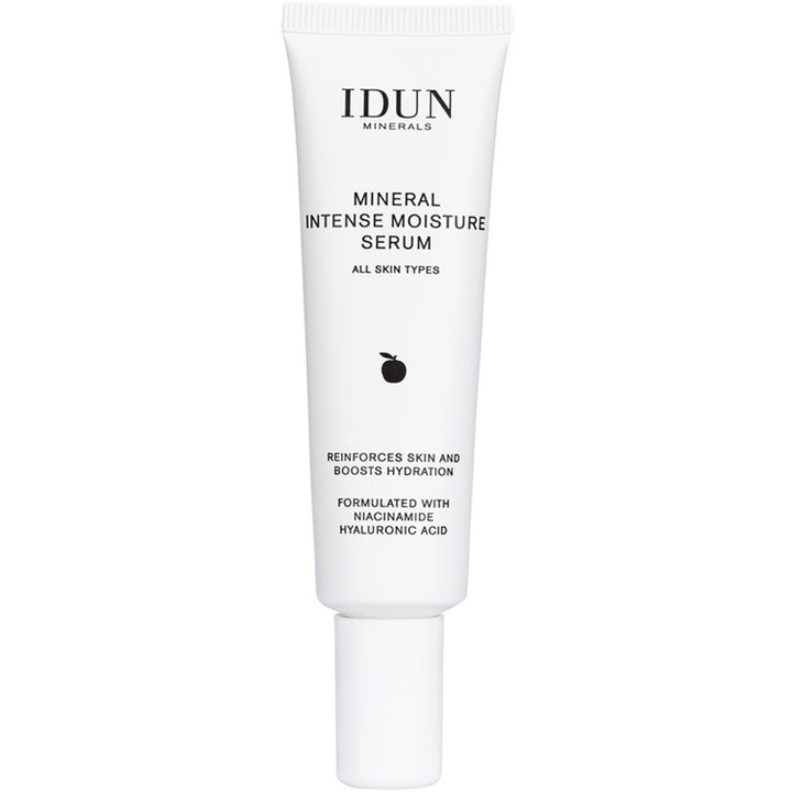 IDUN Minerals Mineral Intense Moisture Serum återfuktande serum i vit tub med hyaluronsyra och niacinamid