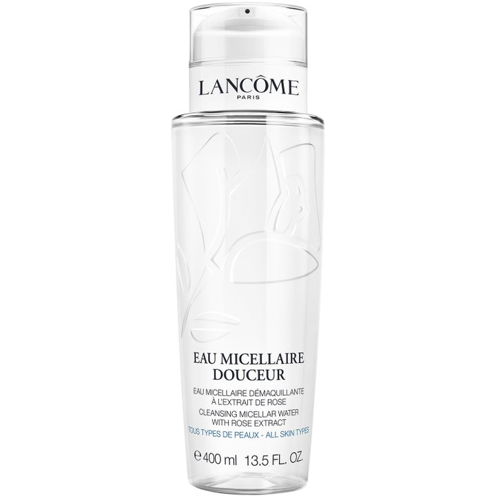 Lancôme Eau Micellaire Douceur 400 ml alkoholfritt micellärt vatten med rosextrakt i en genomskinlig flaska