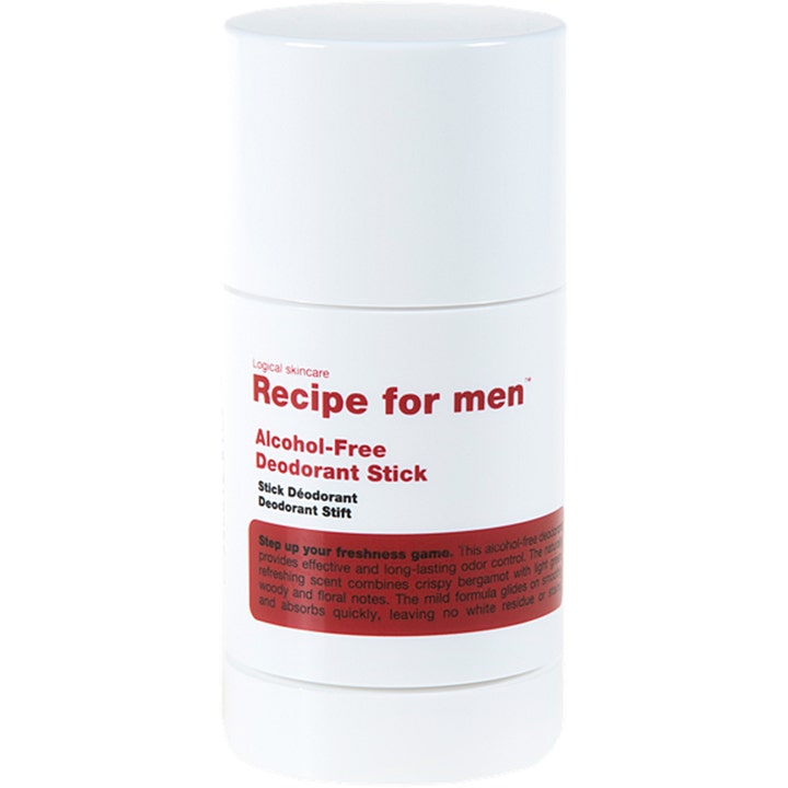 Recipe for men Alcohol-Free Deodorant Stick deostick för män ger en uppfriskande alkoholfri deodorant i vit plasthylsa