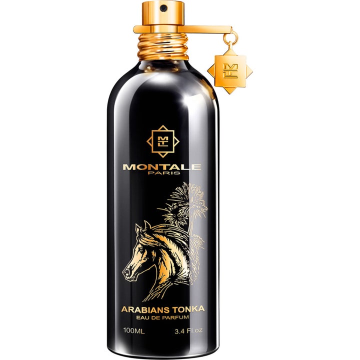 Montale Arabians Tonka 100 ml Eau De Parfum ger en lyxig känsla i glansig svart flaska med guldhäst och hänge