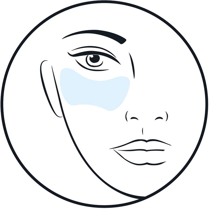 Babor Instant Fresh & Smooth Eye Serum + Patches 30 ml fuktgivande ögonpatches visar applicering under ögat.