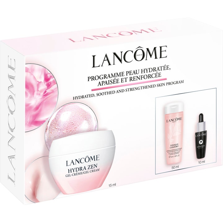 Lancôme Hydra Zen Starter Kit 2025 presentset hudvård med lugnande gel-crème, ansiktsvatten och serum i vit box