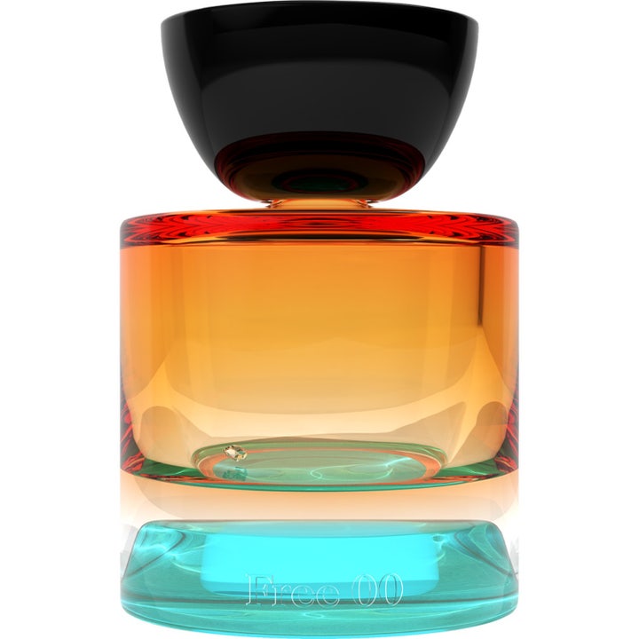 Vyrao Free 00 Eau De Parfum 50 ml parfym i glasflaska med bärnstensfärgad vätska turkos botten och svart lock