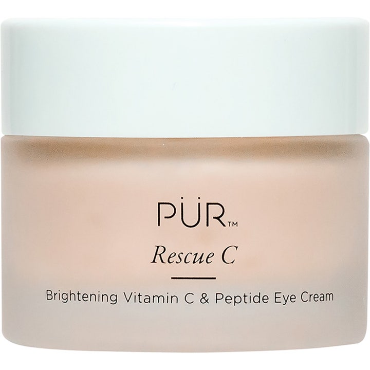 PÜR Rescue C Brightening Vitamin C & Peptide Eye Cream lystergivande peptid ögonkräm mot påsar i frostad glasburk