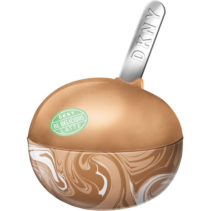 DKNY Be Delicious Café Pistachio Latte 50 ml pistage parfym dam i rund flaska mönstrad med bruna virvlar och guldlock