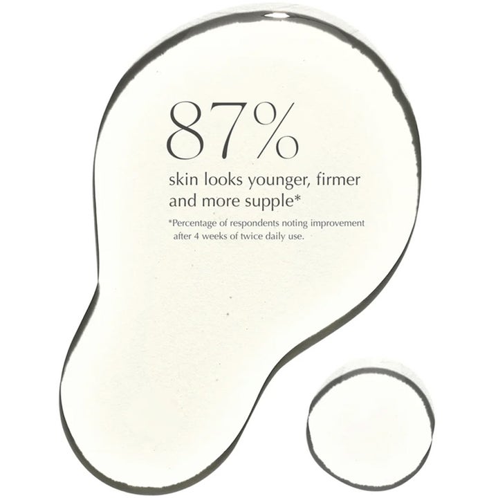 Exuviance CitraFirm FACE Oil 27 ml anti-age ansiktsolja med text av resultat i en genomskinlig oljedroppe