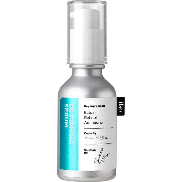 ilso ER Firming Serum 30 ml firming retinol serum för fast hud i silverfärgad pumpflaska med turkos etikett